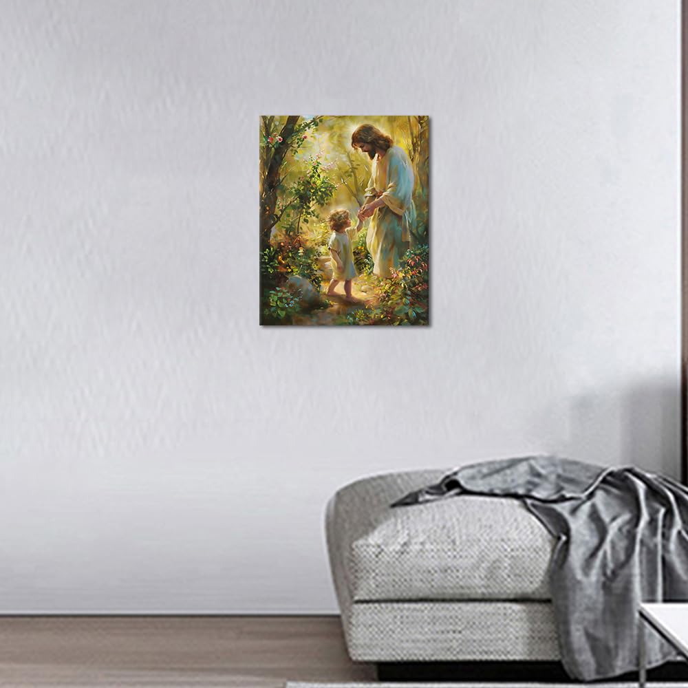 TUMOVO Jesus Paint by Numbers for Adult, Paint by Number Prayer Forest, Paint-by-Number Kits DIY Painting Kits On Canvas Religious Spirit Paint by Number for Adults,Frameless 16 x20 Inch TUMOVO