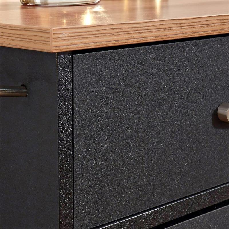 Pemberly Row Contemporary Storage Plus Wood Kitchen Cart in Black Pemberly Row