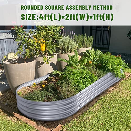 Land Guard 2Pcs Galvanized Raised Garden Bed Kit, Galvanized Planter Oval Large Metal Raised Garden Boxes Outdoor for Vegetables… Land Guard