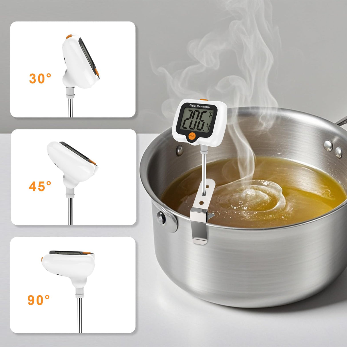 Candy Thermometer for Candy Making with Rotatable Large Display 10'' Long Probe,Digital Instant Read Candy Thermometer with Pot Clip,Candle Smoker, Oil Cooking (Blue) Efeng