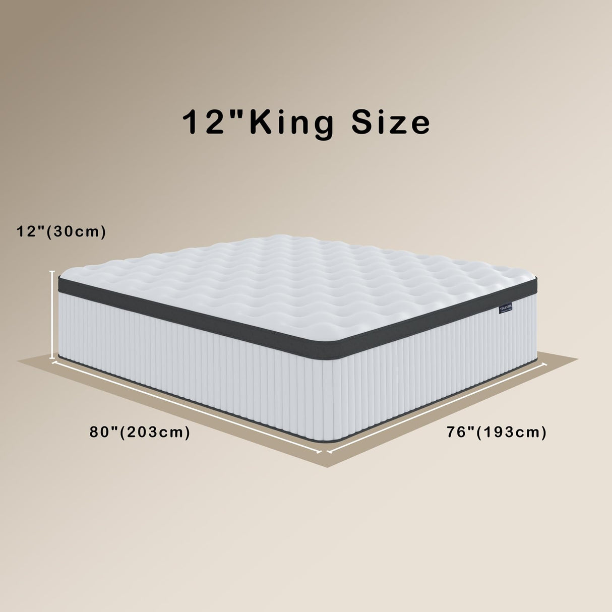 Tegeniss King Size Mattress, 12 Inch Innerspring Hybrid Mattress in a Box with Gel Memory Foam, Individually Wrapped Encased Coil Pocket Spring Mattresses, Pressure Relief, Medium Firm, 76"*80"*12" Tegeniss