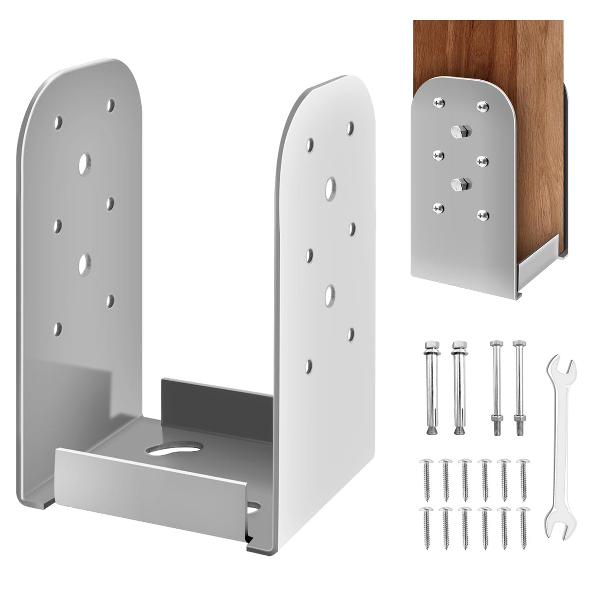 Andorm 6 Pack 4 x 4 Post Anchor Base, Adjustable Stainless Steel 4x4 Post Bracket for Concrete Wood Deck (Inner Size 3.5x3.5) with Screws and Nuts Andorm