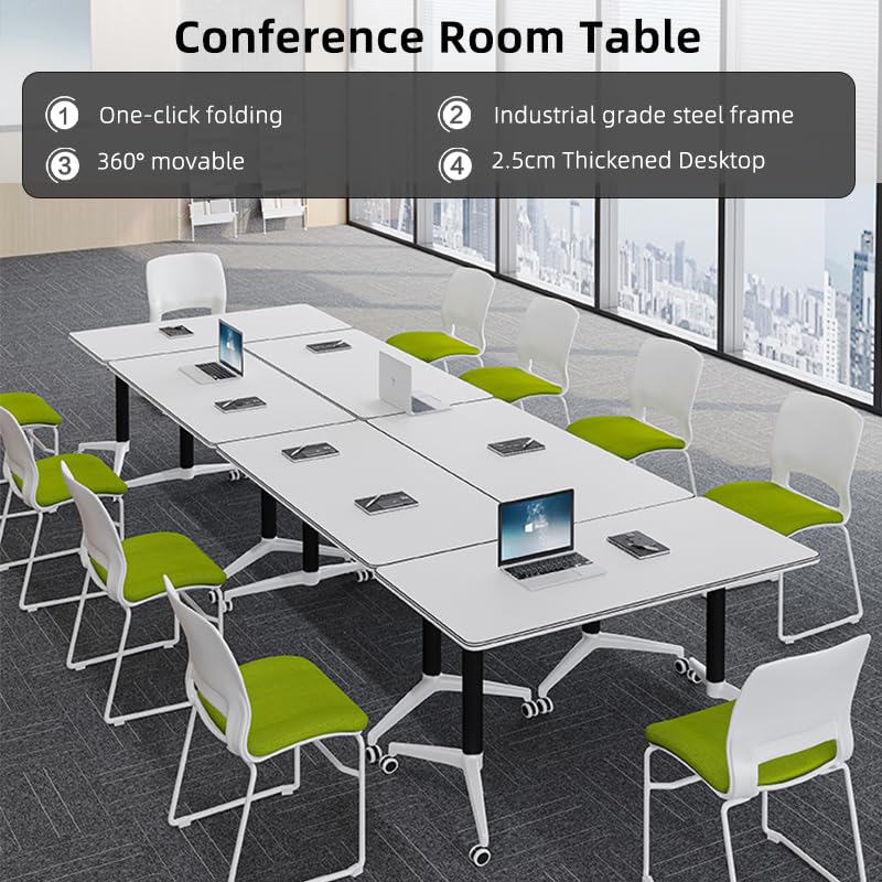 Conference Table, Folding Conference Room Tables with Flip-Top Design, Mobile Seminars Dynamic Meetings Training Tables for Offices, Classrooms, and Meeting Room (Gray, 47.2×15.7×29.5in) Mxespoir
