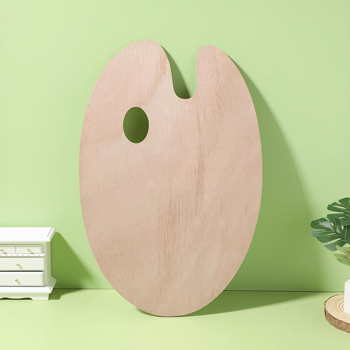 8" X 12" Wooden Oval-Shaped Artist Painting Palette,Oil Watercolor Paint Palette,Wood Paint Palette with Thumb Hole,Art Pallet for Painting,Palettes,Wood Paint Color Mixing Tray Acrylic Painting Wood Gemerglity