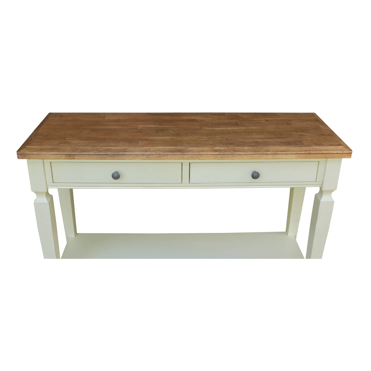 IC International Concepts International Concepts Vista Solid Wood Sofa Console Table, Hickory/Shell IC International Concepts