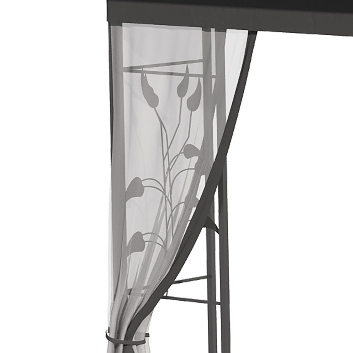 Outsunny 10' x 10' Metal Patio Gazebo, Double Roof Outdoor Gazebo Canopy Shelter with Tree Motifs Corner Frame and Netting, for Garden, Lawn, Backyard, and Deck, Gray Outsunny