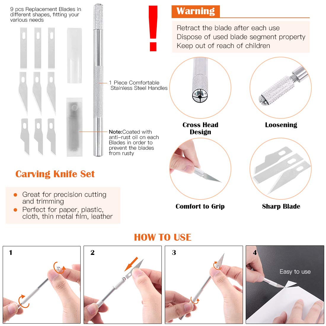 Rustark 34 Piece 3D Printer Accessories Tool Kit Cleaning Needles, Tweezers, Pliers, Scarper, Clean up Knives, Carving Knife Come with Storage Case for Printing Removing, Cleaning, Finishing Rustark