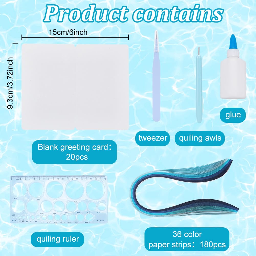 WEBEEDY Paper Quilling Kit 20 Sets DIY Sea Animals Paper Quilling Kit with Paper Quilling Strips Supplies Ocean Greeting Card Making Kits for Beginners DIY Handmade Crafts Home Room Wall Decor Gift WEBEEDY