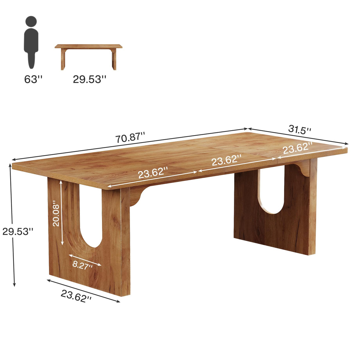 Tribesigns Modern Executive Desk, 70.9" Large Office Computer Desk, Conference Table Meeting Room Table, Simple Workstation Business Furniture for Home Office, Brown Tribesigns
