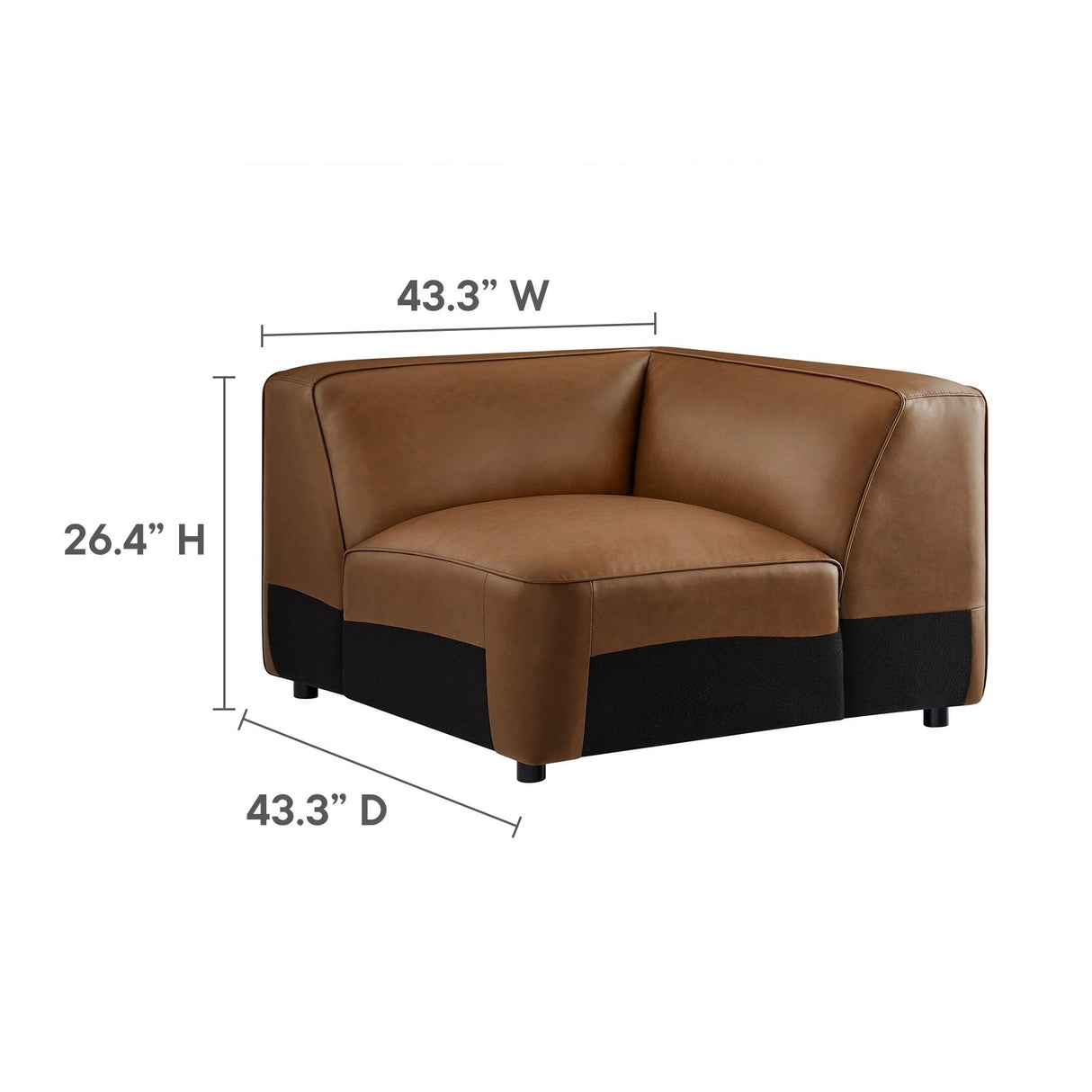 Modway Auren Vegan Leather 5 Piece Armless Modular Sofa in Coffee - Faux Leather L Shaped Sectional - Comfy Modern PU Leather Sofa - Oversized Mid Century Modern Couch for Living Room Modway