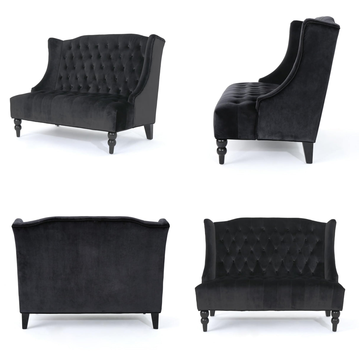 Merax Loveseat Sofa, Classic 2 Seater Couch for Living Room Bedroom Office, Black Merax