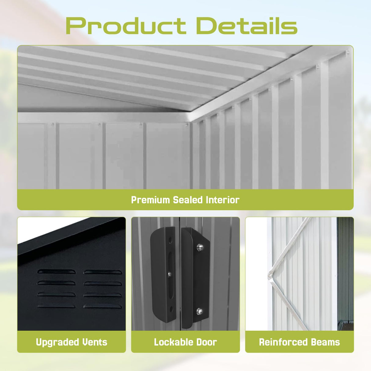 12x10 Ft Storage Shed Outdoor, XL Permanent Steel Building with Window, Sliding Doors and 4 Air Vents for Backyard Garden Patio Lawn - Black LINKHOO