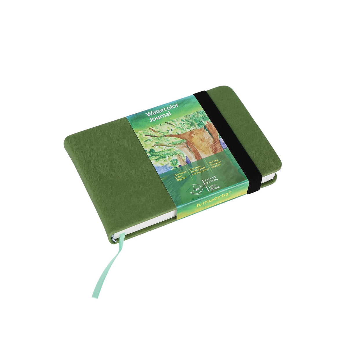 tumuarta Watercolor Journal, 3.5x5.5”, 140 LB, 300 GSM, Cotton Paper, Cold Press, 24 Sheets, 48 Pages, Watercolor Sketchbooks for Use As Travel Notebook Mixed Media Pad On The Go tumuarta