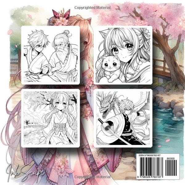 Anime Family Coloring Book: Anime and Manga Art inspired by Japanese culture (InkScape Coloring Books) WoodArtSupply