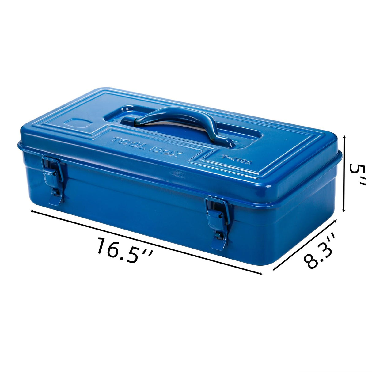 Acshio Portable Steel Tool Box, 16 Inch Metal Tool Organizer Box with Double Latch Closure and Handle, Heavy Duty Storage Toolbox Tool Chest for Workshop, Garage, Warehouse, Household, Blue Acshio