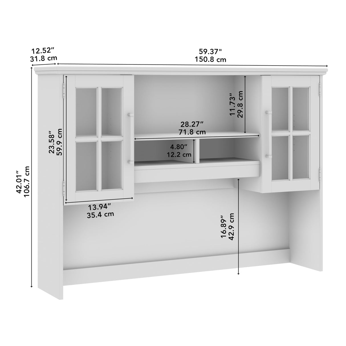 Bush Furniture Westbrook 60W Computer Desk Hutch in White Ash | Dining Room, Living Room, Home Office Storage Bush Business Furniture