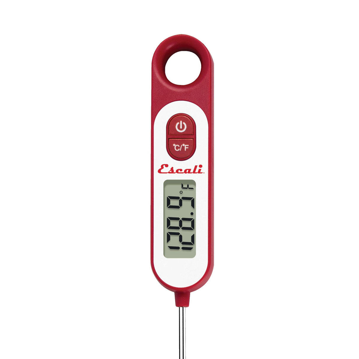 Escali Long Stem Digital Thermometer for Meat, Frying, Cooking, Candy and Kitchen Use, Extra Long 5.6-Inch Probe, Red Escali