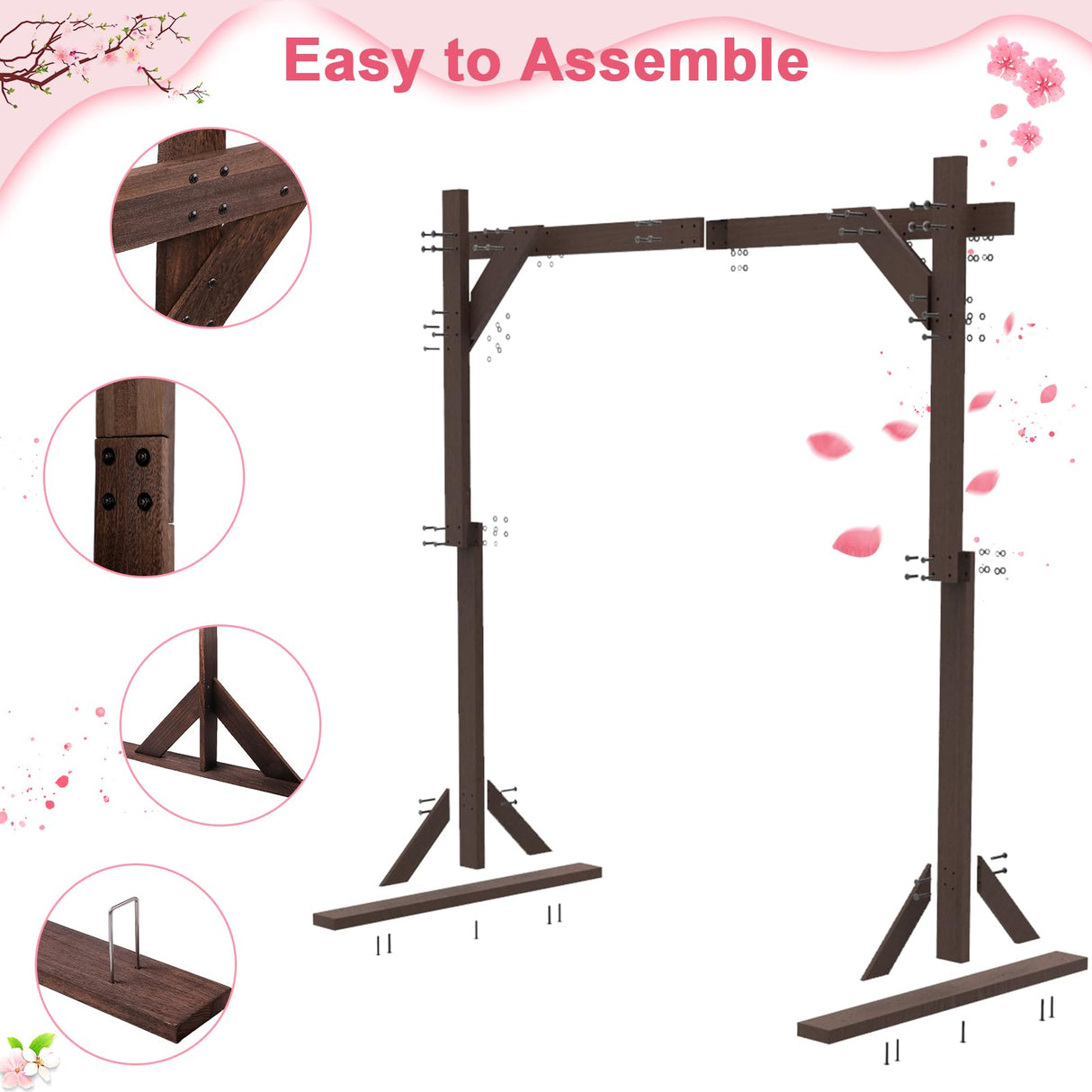 Wooden Wedding Arch, Wooden Arch 7.48FT Wood Arch Backdrop Stand Square Arch Wedding Arbor Wedding Arches for Ceremony Wood Arch Frame Kapaga