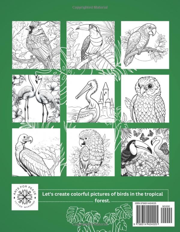Tropical Birds Coloring Book: A Parrot-dise Adventure for Adults Majosta