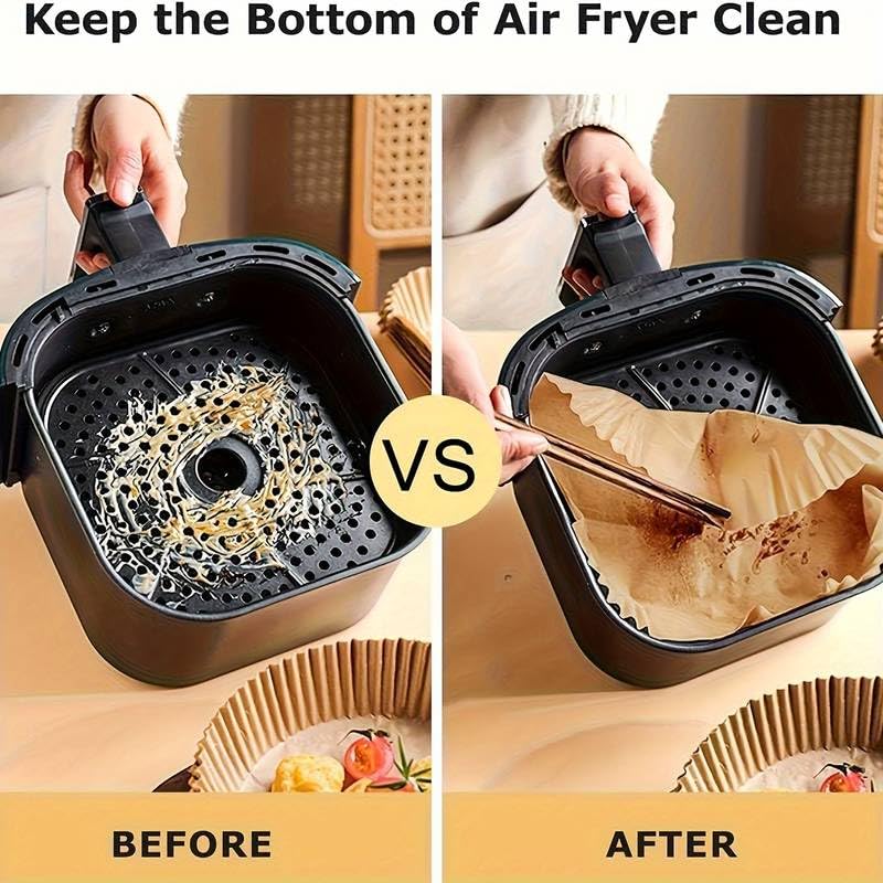 Air Fryer Liners Disposable Paper - 150 PCS 8 Inch Nonstick Parchment Paper Liners for 5-8QT Air Fryer, Free of Bleach Air Fryer Paper Square for Frying, Baking, Roasting Microwave ANYIDEA