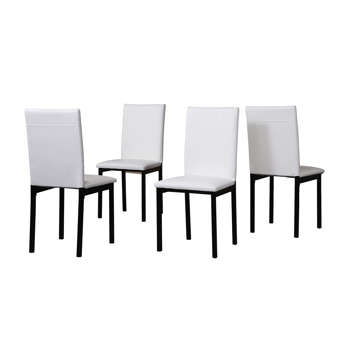 Roundhill Furniture 5 Piece Citico Metal Dinette Set with Laminated Faux Marble Top, White Table with White Chairs Roundhill Furniture