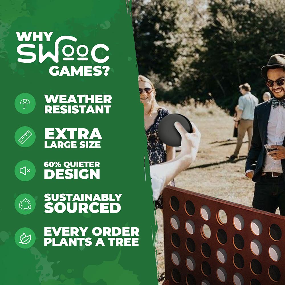 SWOOC Games - Giant Four in a Row (All Weather) with Carrying Case & 60% Quieter Design - Giant Connect - 4 Game - Giant Outdoor Games - Yard Games for Kids and Adults - Backyard Games - Giant Games SWOOC