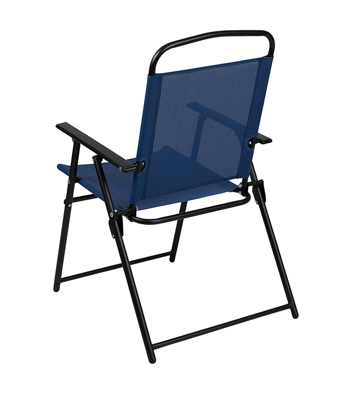 Flash Furniture Nantucket 6-Piece Patio Dining Set with Glass Table, 4 Folding Chairs, and Umbrella, Outdoor Patio Table, Chairs, Umbrella Set, Navy Flash Furniture