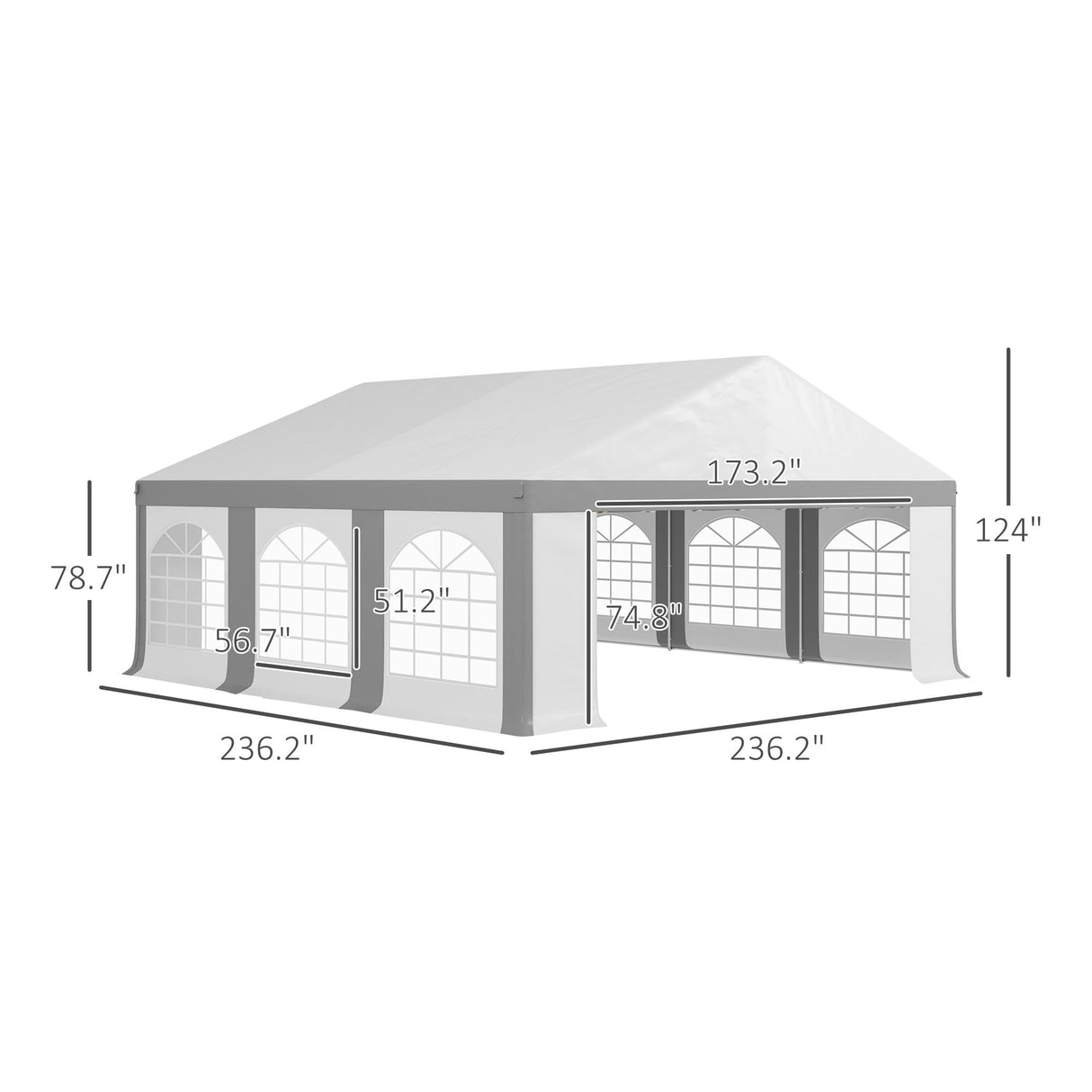 Outsunny 20 x 20 ft Heavy Duty Party Tent Outdoor Gazebo Wedding Tent Event Shelter Carport BBQ with Removable Sidewalls & Windows, Outside Waterproof Canopy for Parties, White and Gray Outsunny