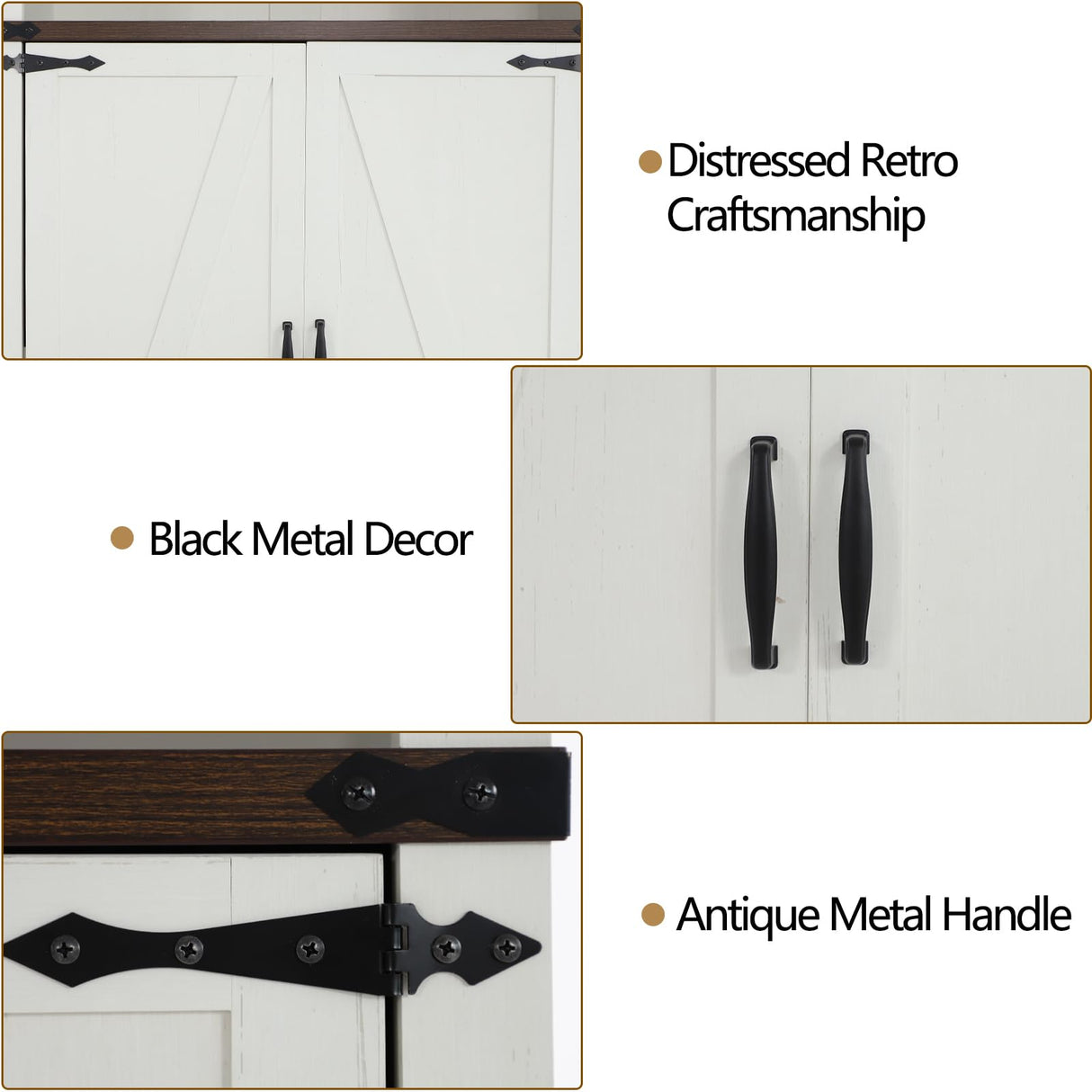 Hlivelood 71in Farmhouse Tall Storage Cabinet with Adjustable Shelves and Barn Doors in White Hlivelood