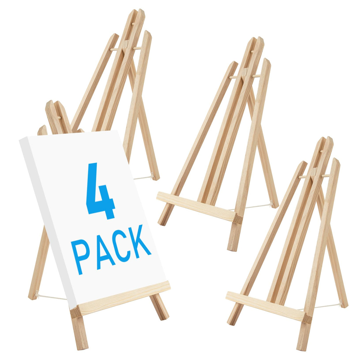Falling in Art 16 Inch Wood Easel Stand, Tabletop Display Stand A-Frame Artist Easel for Painting Canvas, Portable Photo, Picture and Sign Holder (4 Pack) Falling in Art