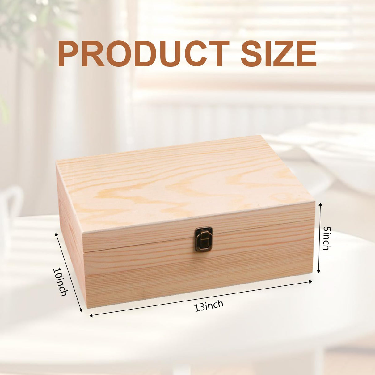 Aiofaervy Large Unfinished Wooden Box with Locking Clasp, 13x10x4.5 inch Natural Wooden Storage Boxes Unfinished Pine Wood Box for Art Hobbies Photos Jewelry DIY and Home Storage Aiofaervy