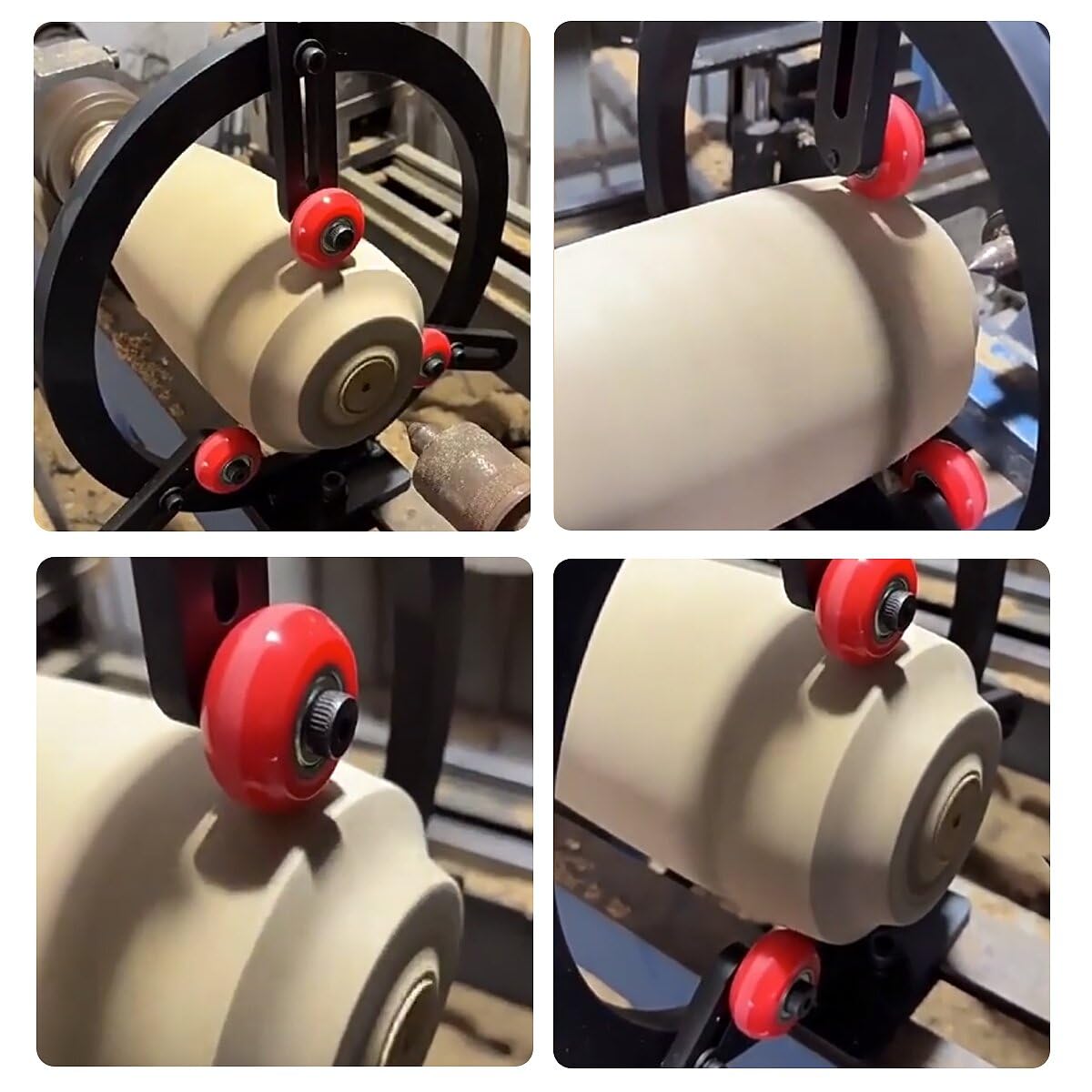 Woodworking Lathe Steady Rest ,3-Point Metal Steady Rest for 12in Swing Lathes with 6 Pcs Position-adjustable Wheels Feleolibe