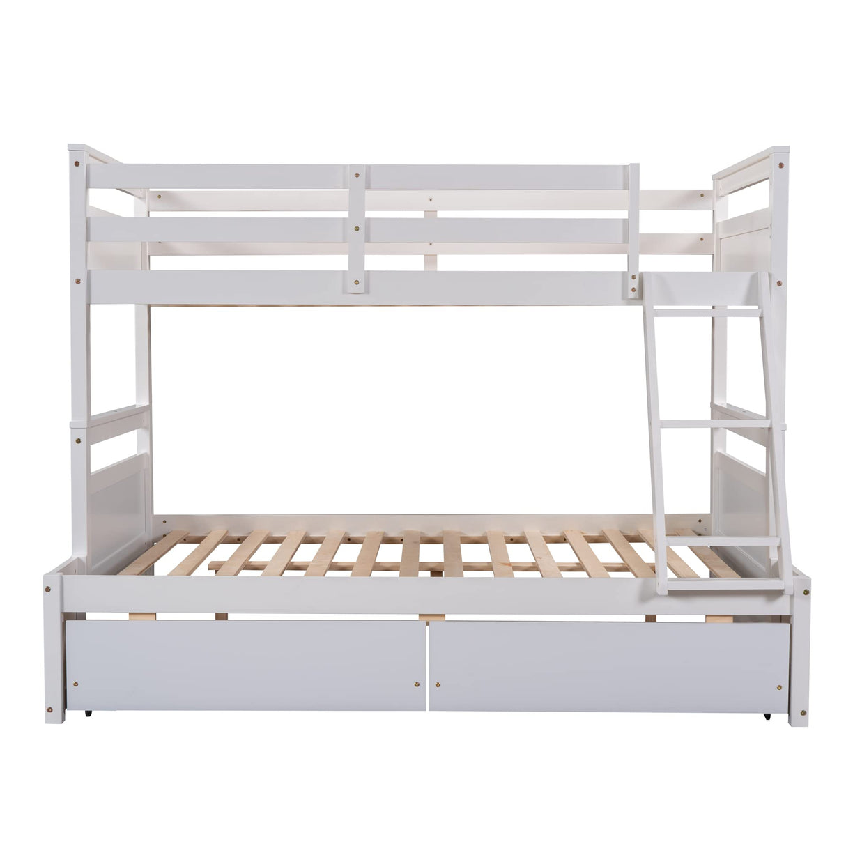 Twin Over Full Bunk Beds with 2 Under Bed Storage Drawers, Stronger & More Stable Bunkbed, White Merax