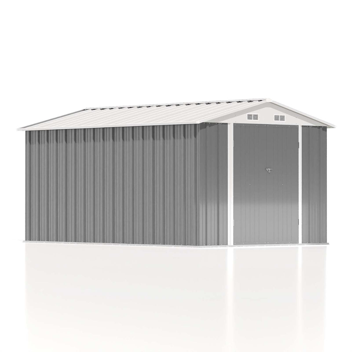 Patiowell 12 x 8 FT Outdoor Storage Shed, Steel Shed Storage House with Design of Lockable Doors, Utility and Tool Storage for Garden, Patio, Backyard, Outside use, Gray Patiowell