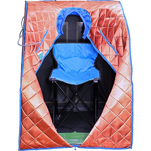 Durherm Infrared Sauna, Low EMF Negative Ion Portable Indoor Sauna with Chair and Heated Footpad, Copper, Large DURHERM