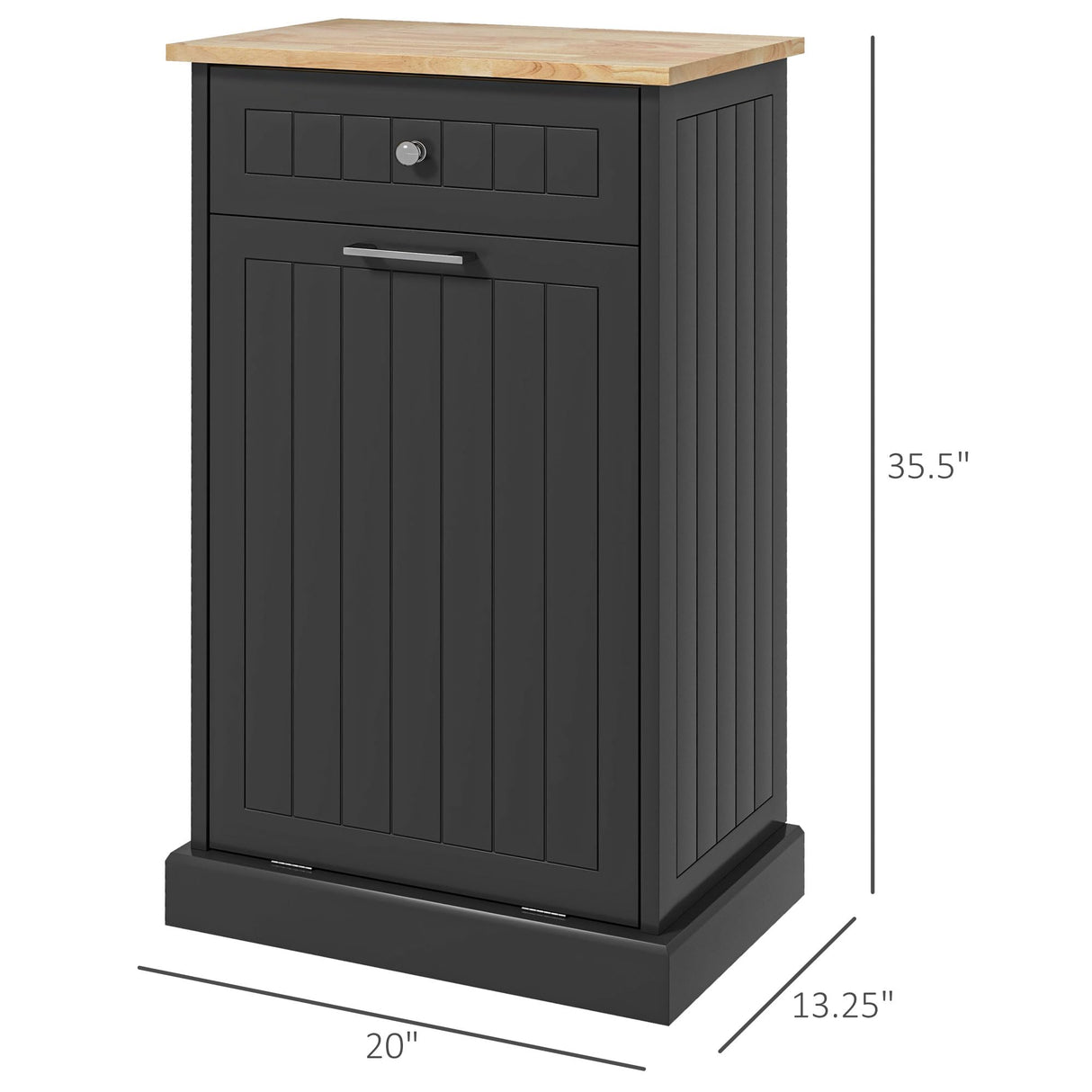HOMCOM Kitchen Tilt Out Trash Bin Cabinet Free Standing Recycling Cabinet Trash Can Holder with Drawer, Black HOMCOM