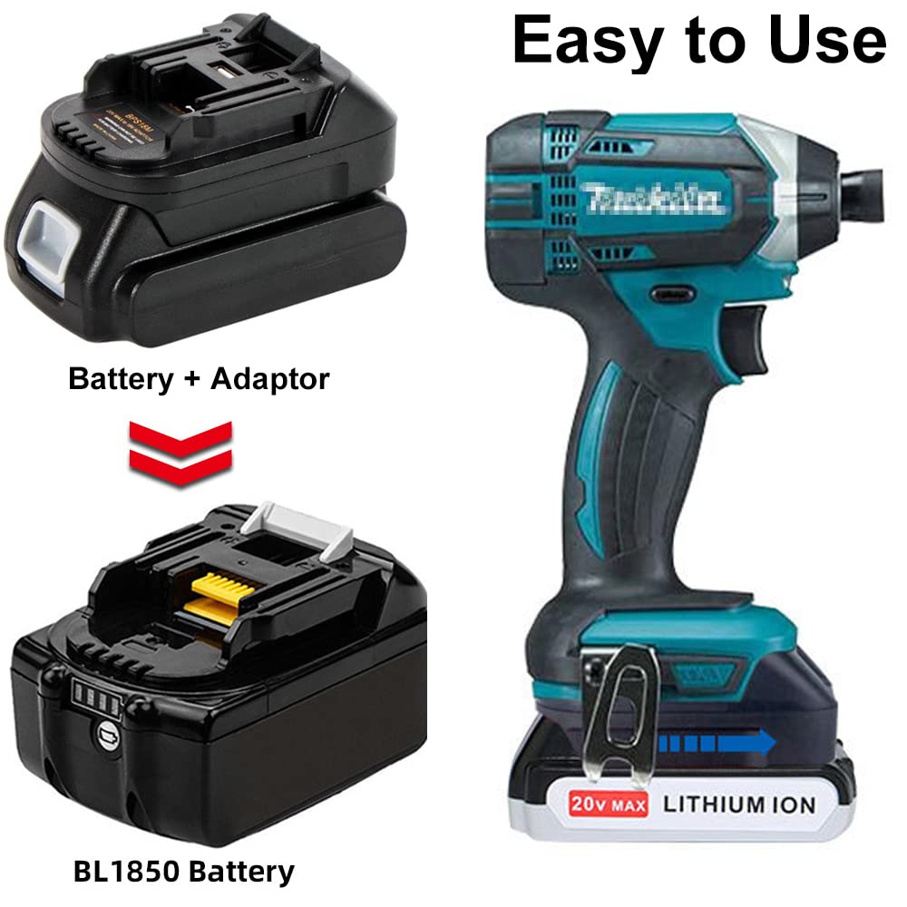 Replacement for Makita 18V Lithium Battery Adapter for Makita 18V LXT Cordless Tool, Convert for Black+Decker/Stanley/Porter-Cable 20V Lithium Battery to Makita 18V Lithium-Ion Battery Converter QINIZX