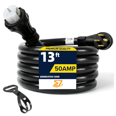 S7 50 Amp Generator Extension Cord,13FT STW 6/3 + 8/1 Power Cord,NEMA 14-50P to SS2-50R Twist Lock,Heavy Duty Cord with Organizer Lock Connectors