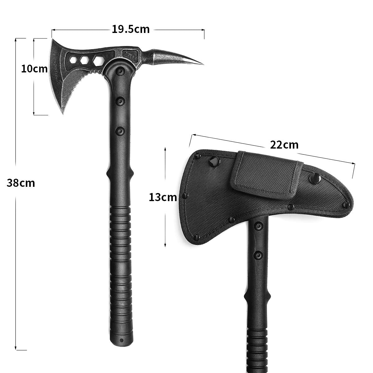 JXE JXO Camping Axe, Throwing Tactical Tomahawk with Spike, Survival Hatchet with Sheath, Nylon Fiber Handle for Outdoor Survival Hiking Camping (2 Pack) JXE JXO