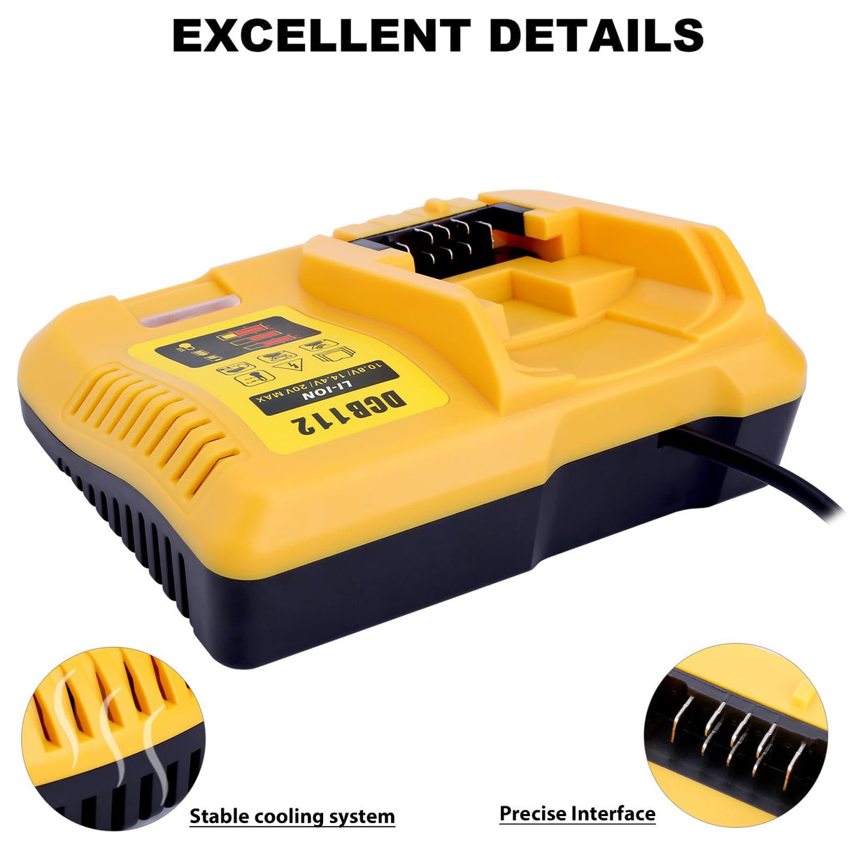 DCB112 Battery Charger Replacement for De-Walt 12V 20V and 60V MAX Lithium-Ion Battery DCB201 DCB200 DCB612 DCB609-2 DCB609 DCB606 DCB606-2 DCB208 DCB206 DCB206-2 DCB204 DCB203 DCB126 DCB127 Gonocop