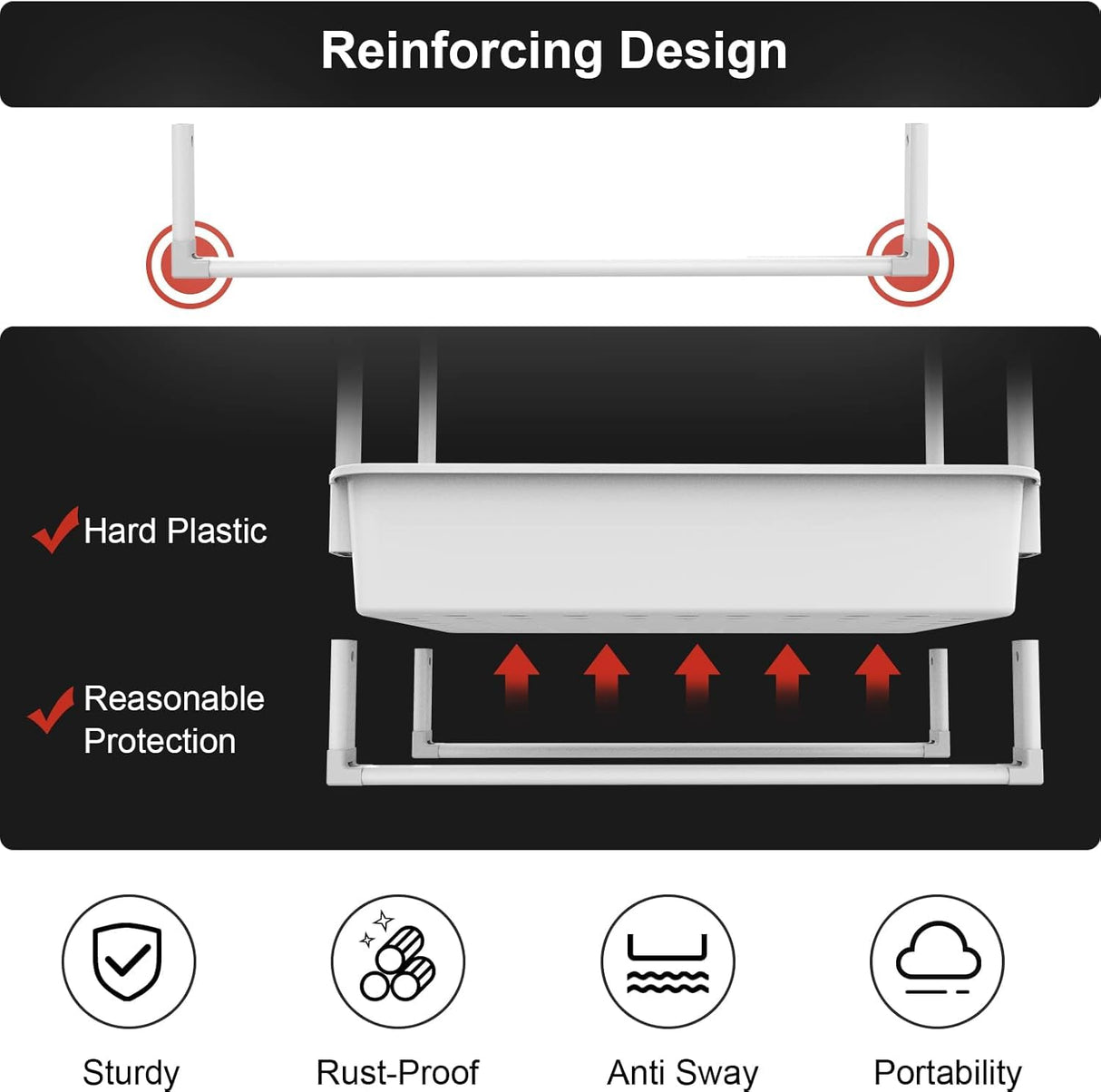 3-Tier Utility Rolling Cart,Mobile Utility Cart with Lockable Caster Wheels,Storage Shelves Organizer Cart, 3 Hanging Baskets, Easy Assembly,for Bathroom, Kitchen, Office, Workshop Hamone
