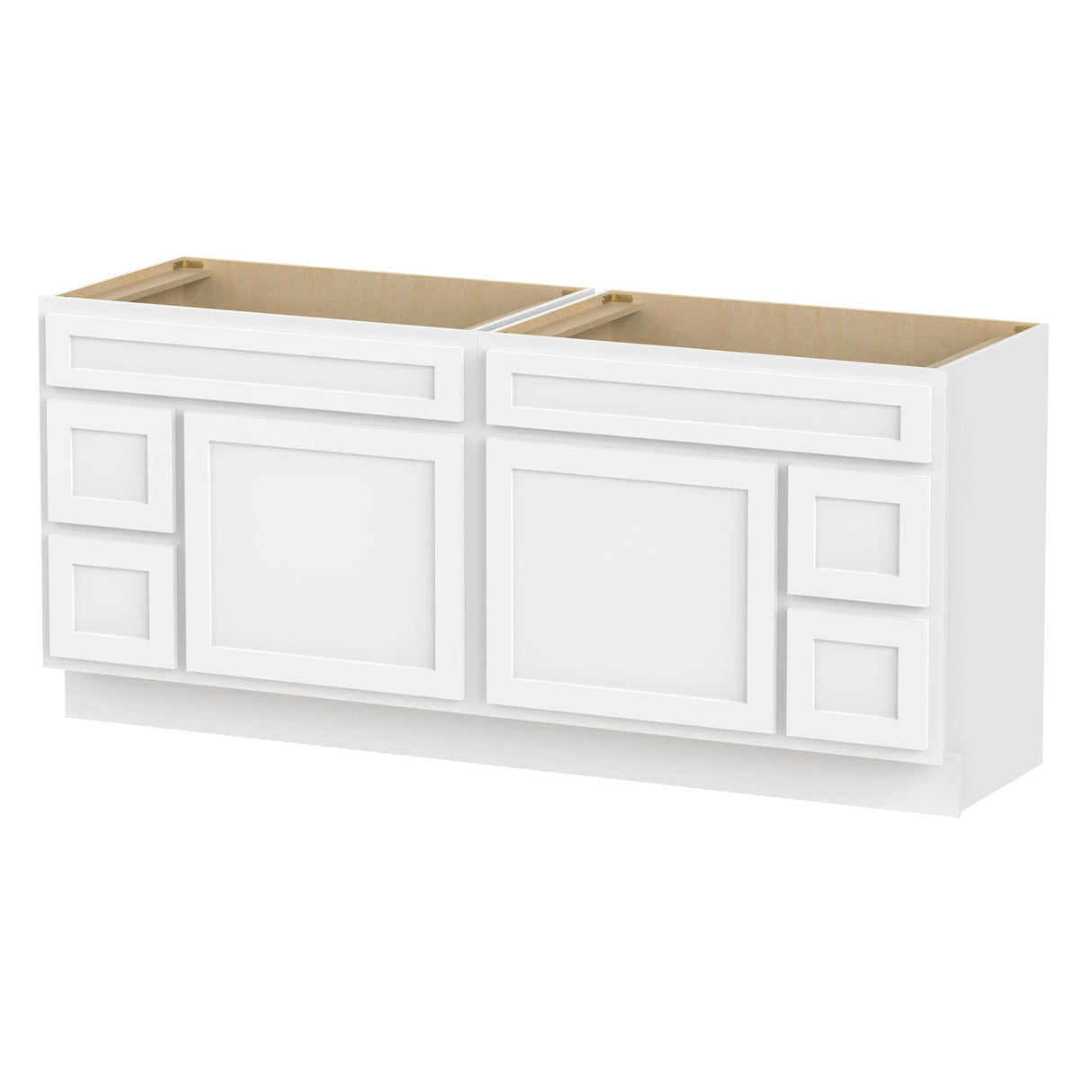 Vanity Art 72 Inch Bathroom Vanity with 2-Door 4-Drawer, Wood Bathroom Vanity Cabinet with Soft Closing Drawer, Floor Mounted White Cabinet Without Top VA4072-LRW Vanity Art