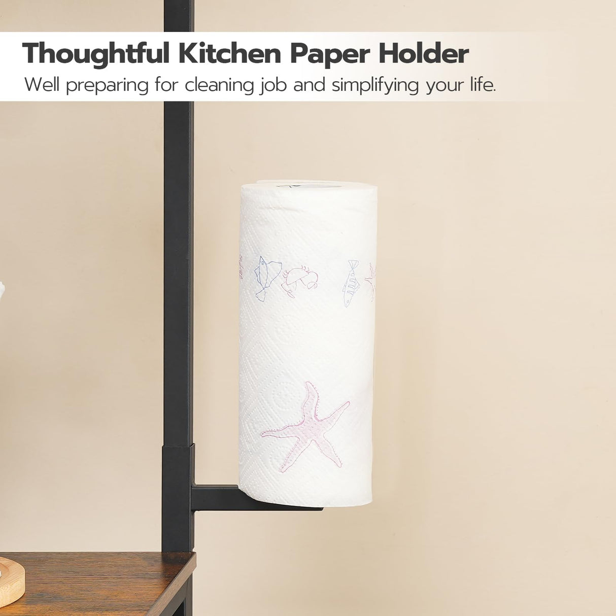 HOOBRO Rustic Brown and Black 5-Tier Bakers Rack with Power Outlets, Microwave Stand, and Storage Baskets HOOBRO