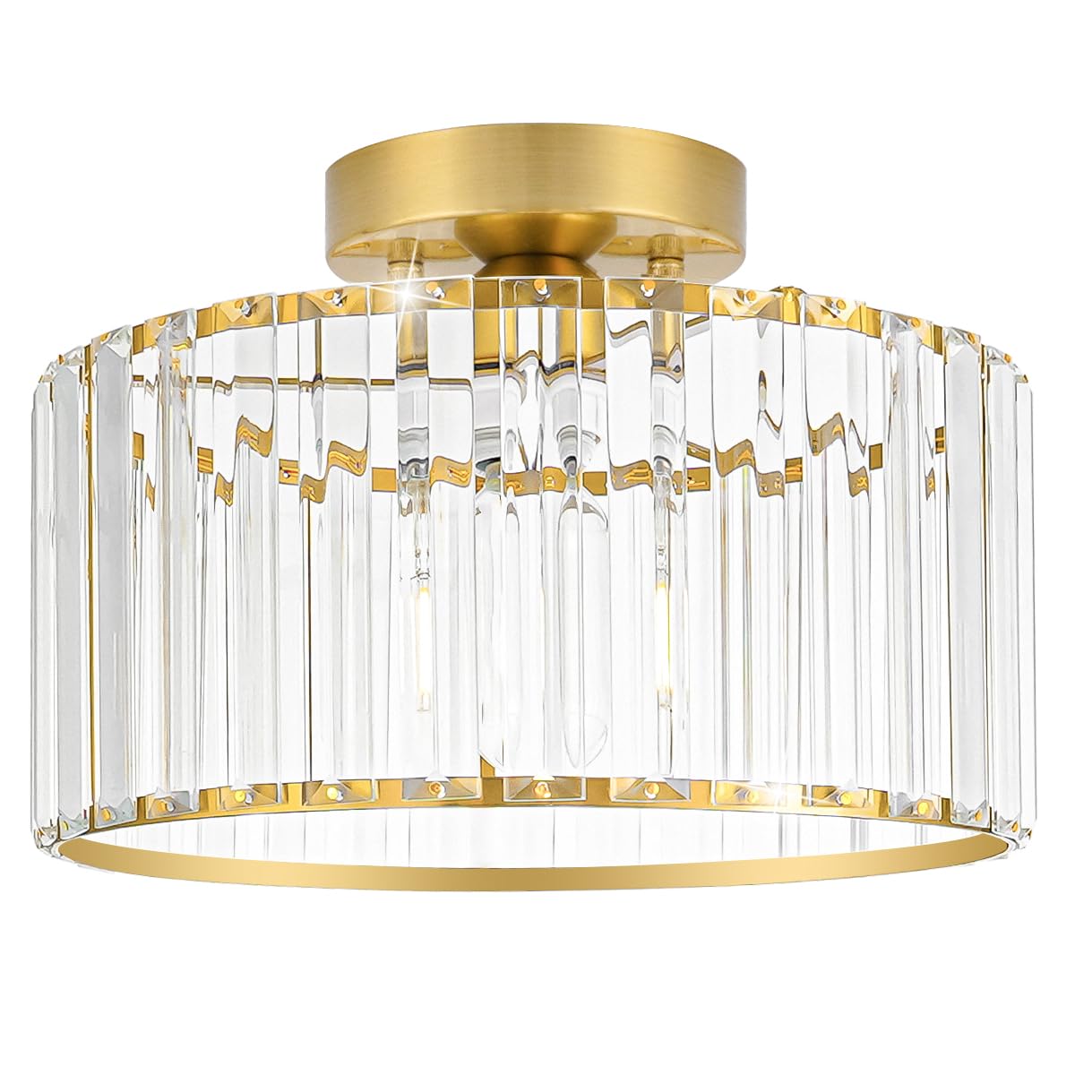 Crystal Ceiling Light Fixture, Modern Semi Flush Mount Ceiling Light, Gold Hallway Lighting Fixtures Chandelier for Kitchen, Close To Ceiling Light Fixtures for Entryway Bedroom, 1-Light, 11Inch Lxybcce