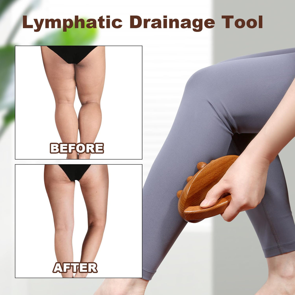 NXCYLW Wood Therapy Fascia Release Massage Tools, Manual Trigger Point Lymphatic Drainage Cellulite Massager, Wooden Massage Brush Gua Sha Body Sculpting Tool, Pain Relief and Body Shaping NXCYLW