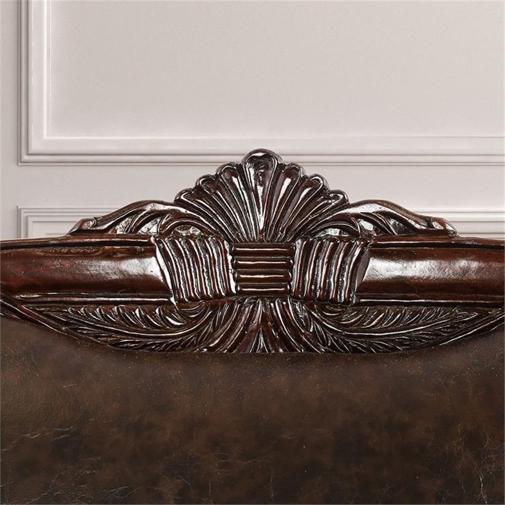 Furniture of America Eduard Traditional Faux Leather Cushioned Sofa in Brown Furniture of America