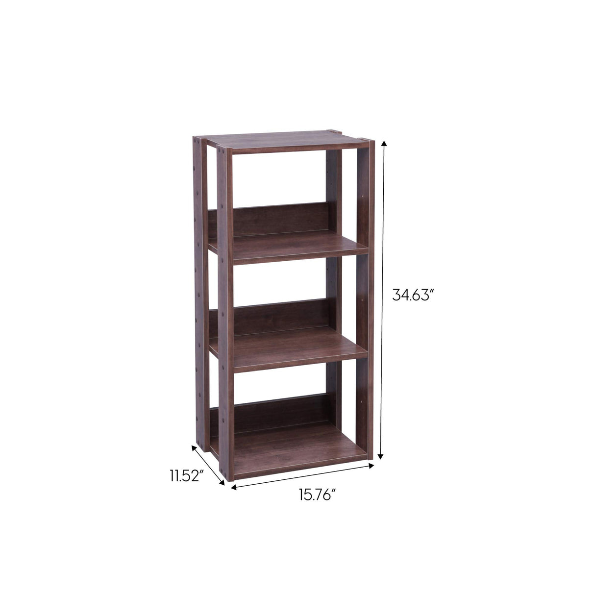 IRIS USA 3-Tier 16" Medium Open Wooden Bookshelf with Adjustable Shelves, Easy Assembly Bookcase Farmhouse Shelf for Small Spaces Bedroom Office Living Room Indoor, Brown IRIS