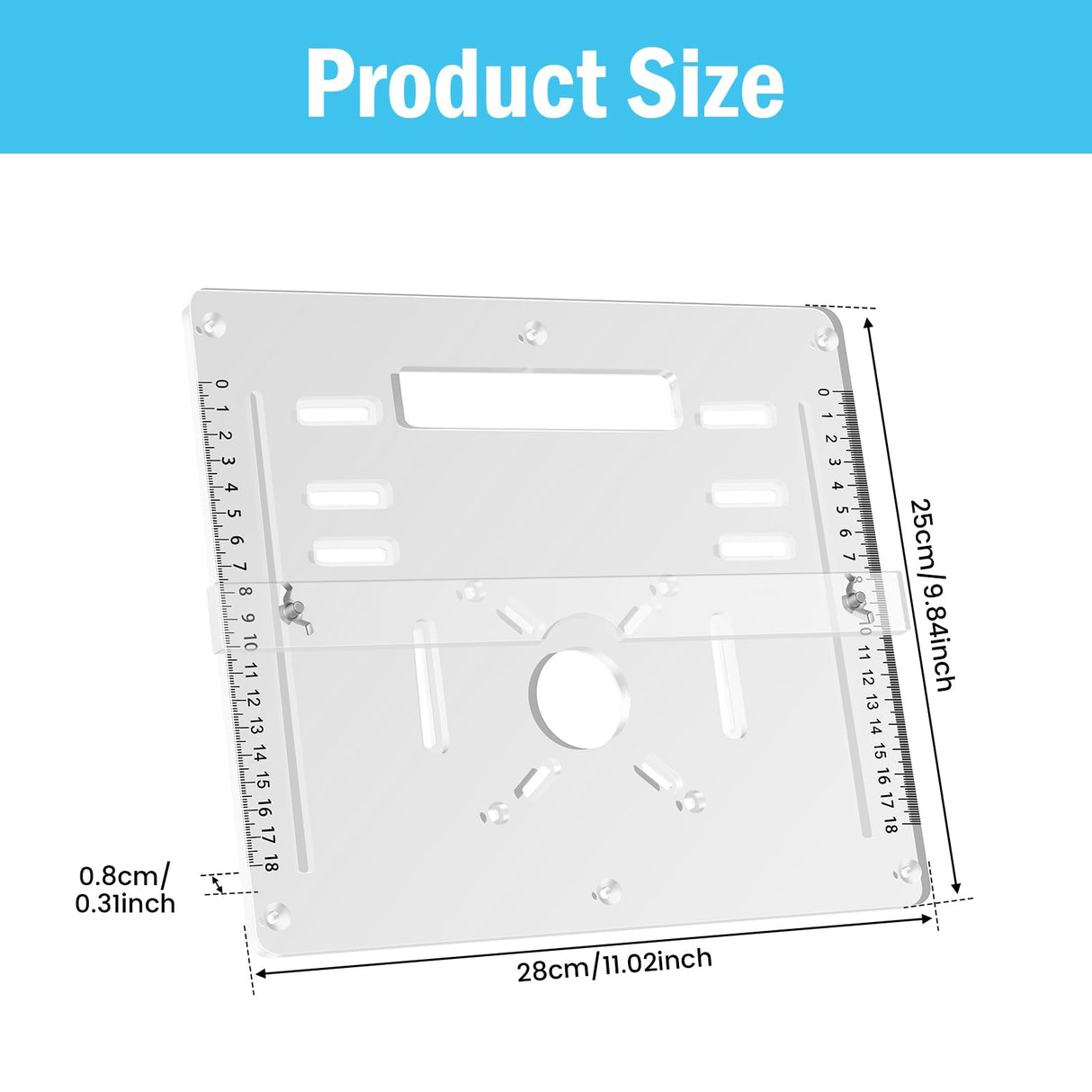 GLMFAN Acrylic Router Table Insert Plate Router Templates Woodworking Benches Router Flip Plate Adjustable Trimming Machine Flip Plate Clear Wood Milling Flip Plate Cutting Engraving Auxiliary Board GLMFAN