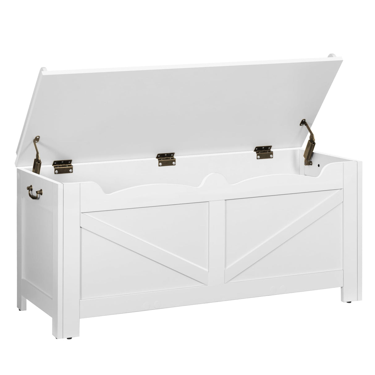 Hzuaneri 39.4" Storage Bench, Storage Chest, Lift-Top Storage Trunk with 2 Safety Hinges, Wooden Storage Box Chest Organizer for Bedroom, Entryway, Living Room, White SB04503X Hzuaneri