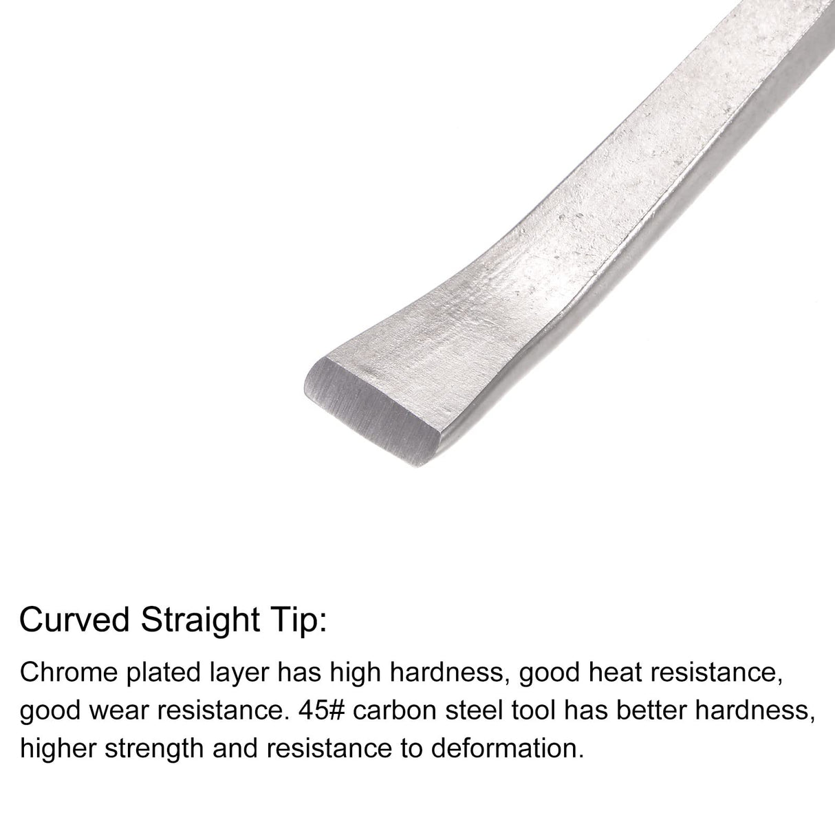 uxcell Wood Chisels Carving Knife, 10mm Chrome Plated 45# Carbon Steel Curved Straight Tip Woodworking Hand Tool Graver 165mm (6.5-Inch) Length, 2pcs uxcell